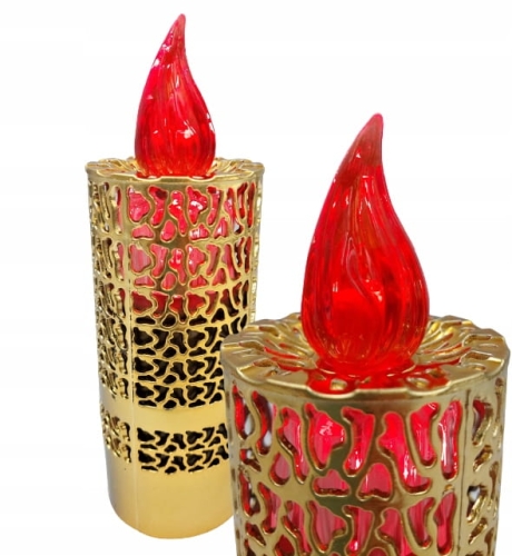 WKŁAD ZNICZ ELEKTRYCZNY ŚWIECA ZŁOTA Z BATERIAMI AŻUR LED