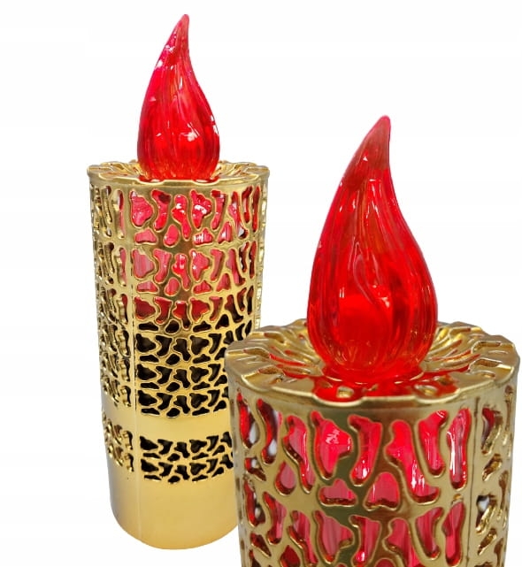 WKŁAD ZNICZ ELEKTRYCZNY ŚWIECA ZŁOTA Z BATERIAMI AŻUR LED