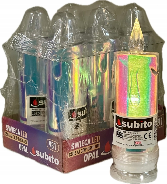 Świeca LED C502 Subito opal ciepły 18 cm Wkład do znicza Wkład Led