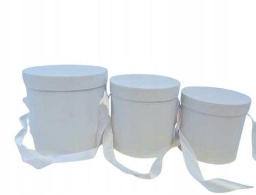 Pudełko Prezentowe Flower Box z Wstążką Dekoracja Białe 3w1 Zestaw 3 Prezen