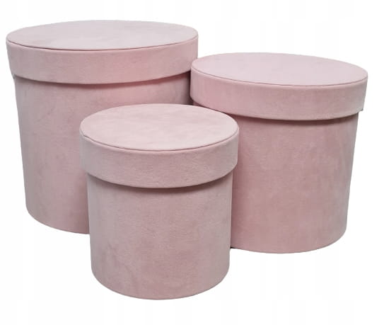Flower box pudełko 3w1 welur zamsz pudrowy róż Prezent Pudełko Prezentowe