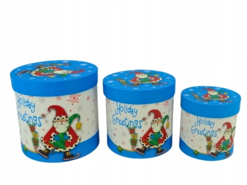 Flower box 3w1 okrąg biało niebieskie z świątecznym Wzorem Bożonarodzeniowe