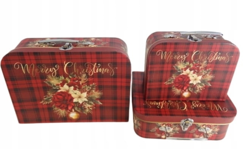 Flower box pudełko 3w1 walizka czerwona gwiazda świąteczny wzór Prezent