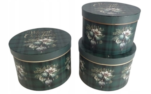 Flower box 3w1okrągłe zielone gwiazda świątecznyPrezentowe Bożonarodzeniowe