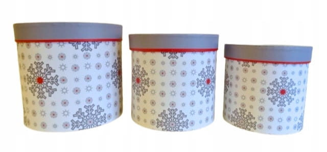 Flower box 3w1 okrągłe biało szare z świątecznymPrezentowe Bożonarodzeniowe