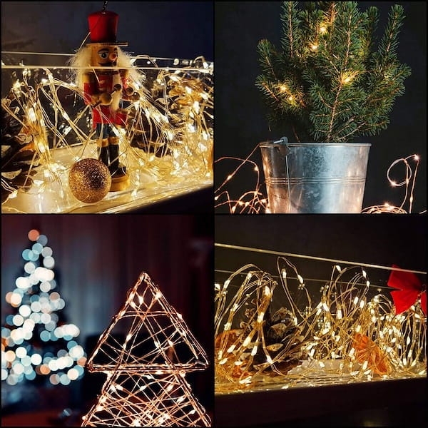 LAMPKI DRUCIKI LED 10M 100 LAMPEK BIAŁE CIEPŁE NA BATERIE MIKRO ŚWIATEŁKA