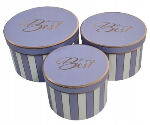 Pudełko prezentowe flower box w paski fioletowy  FOR YOU BEST