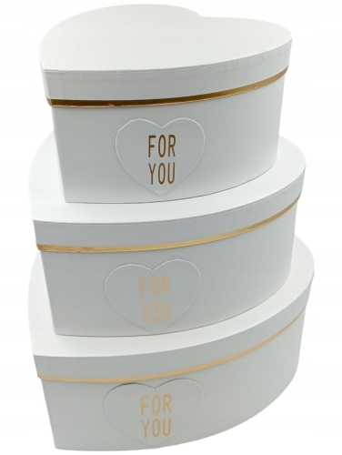 PUDEŁKO PREZENTOWE FLOWER BOX SERCE Z POKRYWKĄ ZŁOTY PASEK KOMUNIA PREZENT