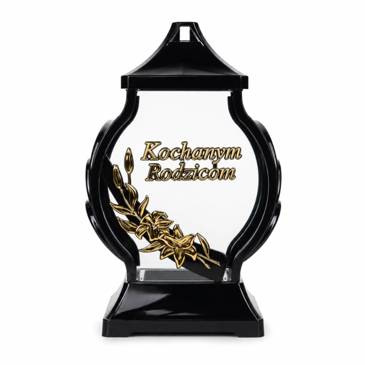 Znicz kapliczka Obelix z liliami i dedykacją 31 cm – 1268 – Kochanym Rodzicom