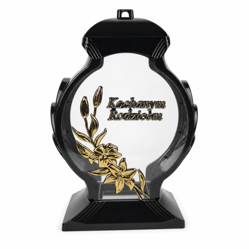 Znicz kapliczka Obelix zdobiony 33 cm – 1262 – Rodzicom – złote lilie