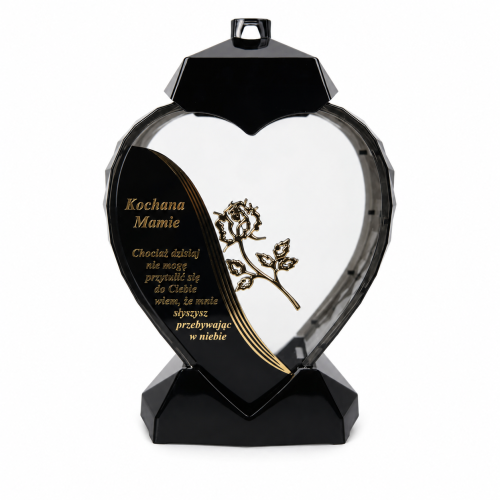 Znicz kapliczka Serce z dedykacją 35 cm – 1257 – Mamie – złoty wiersz