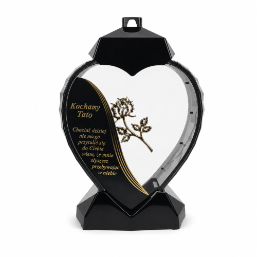 Znicz kapliczka Serce z dedykacją 35 cm – 1257 – Tacie – złoty wiersz