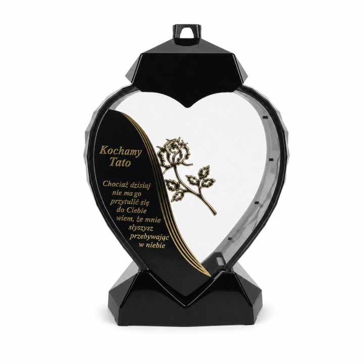 Znicz kapliczka Serce z dedykacją 35 cm – 1257 – Tacie – złoty wiersz