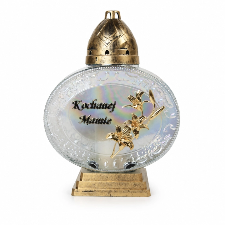 Znicz Zegarek z lilią Kochanej Mamie 31 cm – 1483 – Bezbarwny / złoty