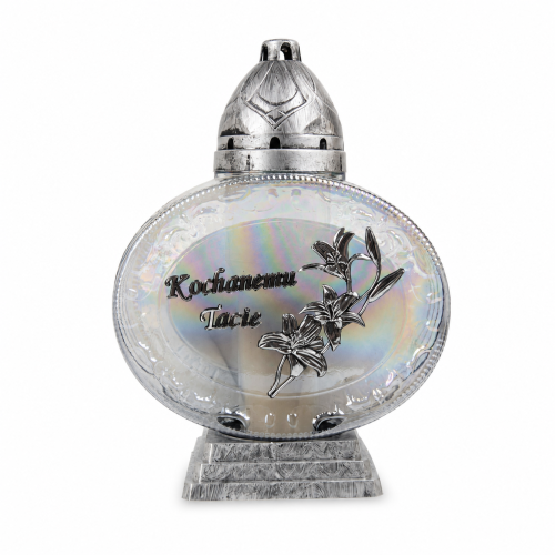 Znicz Zegarek z lilią Kochanemu Tacie 31 cm – 1483 – Srebrny
