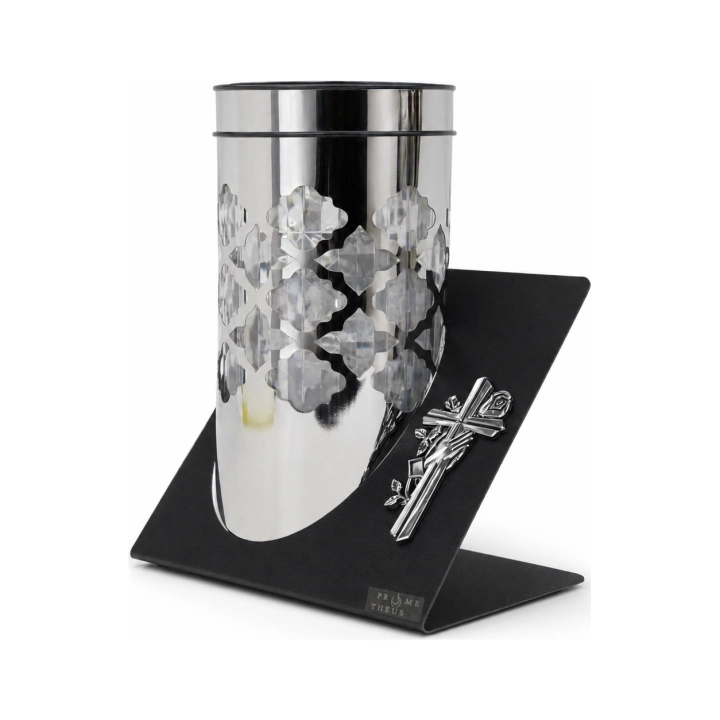Znicz solarny Paris srebrny 23 cm – 1200 – Róża