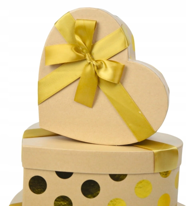 Zestaw 3 Pudełek Prezentowych Flower Box Boxów Prezent Serce z Kokardą