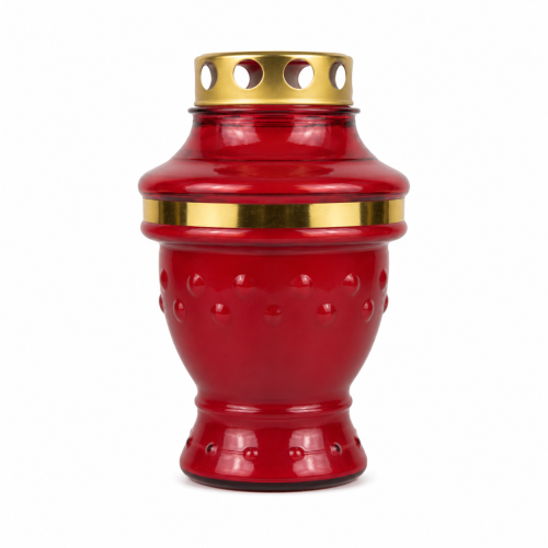 Znicz Amfora Piotrkowska 20 cm – Czerwony – złoty
