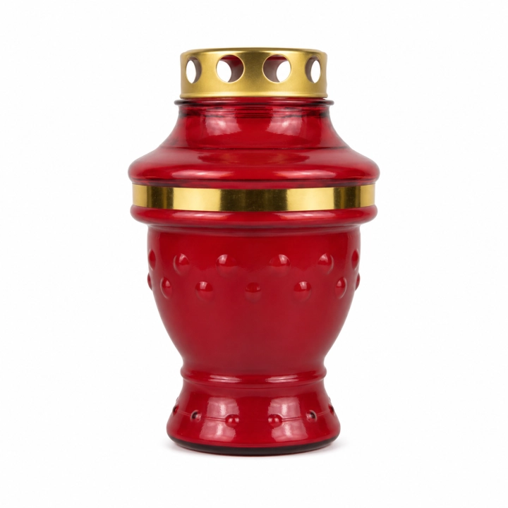 Znicz Amfora Piotrkowska 20 cm – Czerwony – złoty