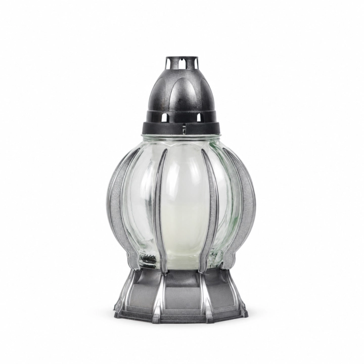 Znicz K7 24 cm – Bezbarwny – srebrny