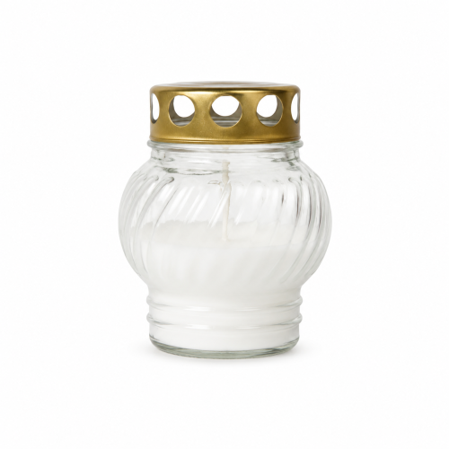 Znicz Kulka mała zalewana 13 cm – Bezbarwny – złoty