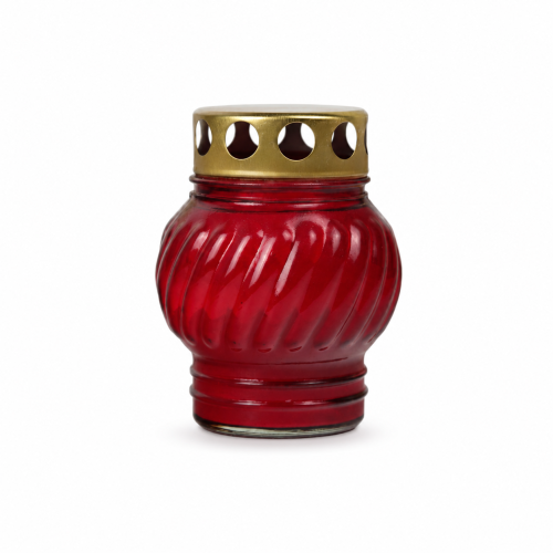 Znicz Kulka mała zalewana 13 cm – Czerwony – złoty