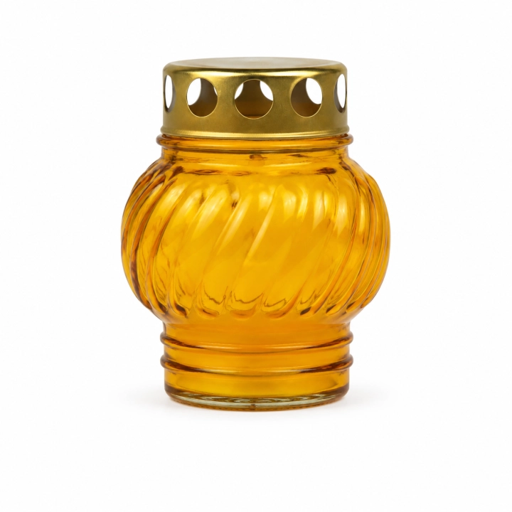 Znicz Kulka mała zalewana 13 cm – Bursztynowy – złoty