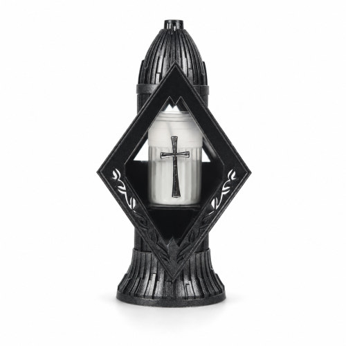 Znicz Glass Art 2 Kapliczka Mała 29 cm – Czarny – srebrny