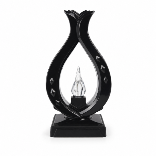 Znicz Kominek 2 29 cm – Czarny – krystaliczny płomień