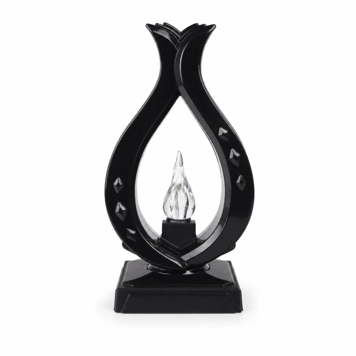 Znicz Kominek 2 29 cm – Czarny – krystaliczny płomień
