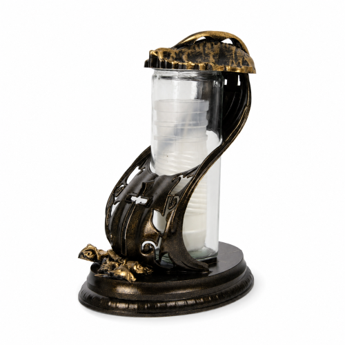 Znicz ZP Lampa Liść 2 23 cm – Bezbarwny – czarny/złoty