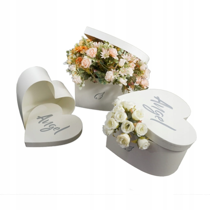 Flower Box Pudełko Prezentowe Komplet 3 napis ANGEL Walentynki Prezent