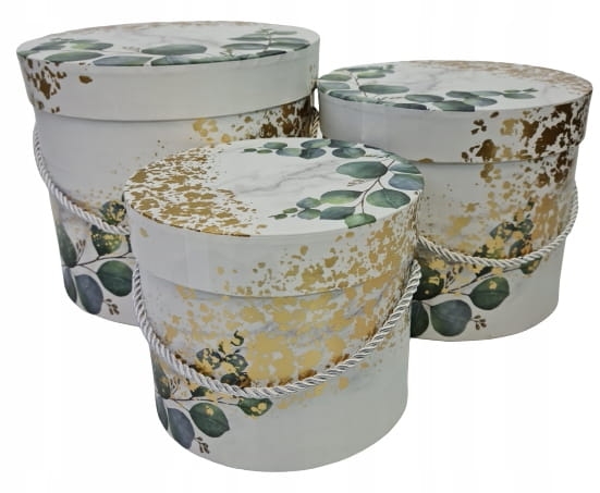 Flower box pudełko na kwiaty zestaw 3w1 eukaliptus Pudełko PREZENTOWE