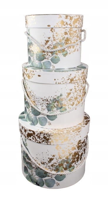 Flower box pudełko na kwiaty zestaw 3w1 eukaliptus Pudełko PREZENTOWE