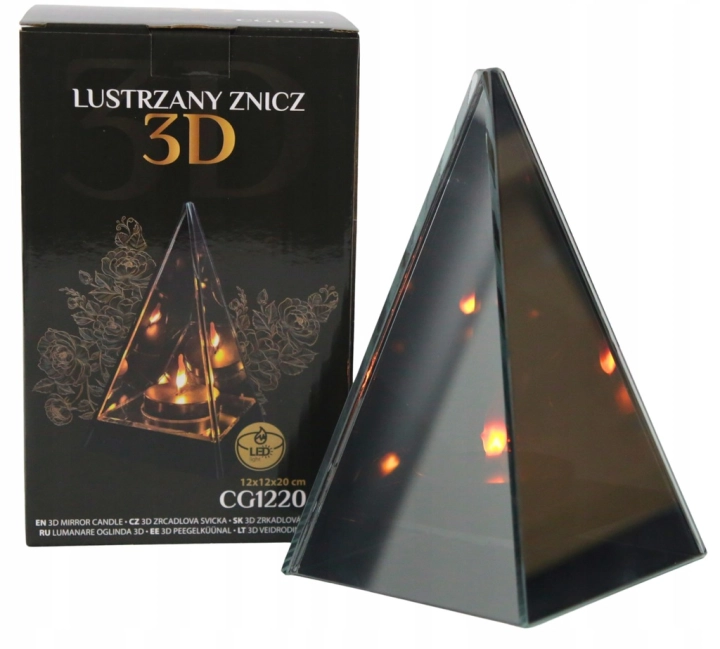 Lustrzany Znicz Efekt 3D Nieskończoności Stożek Szklany LED Piramida Premiu