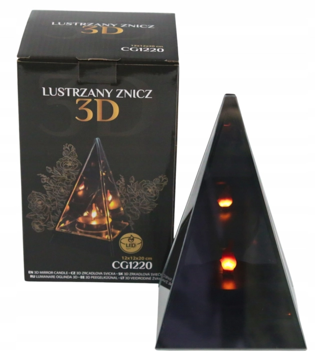 Lustrzany Znicz Efekt 3D Nieskończoności Stożek Szklany LED Piramida Premiu