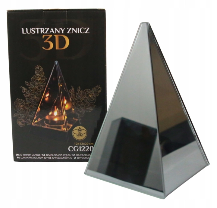 Lustrzany Znicz Efekt 3D Nieskończoności Stożek Szklany LED Piramida Premiu