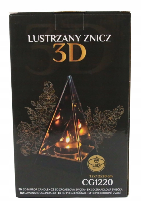 Lustrzany Znicz Efekt 3D Nieskończoności Stożek Szklany LED Piramida Premiu