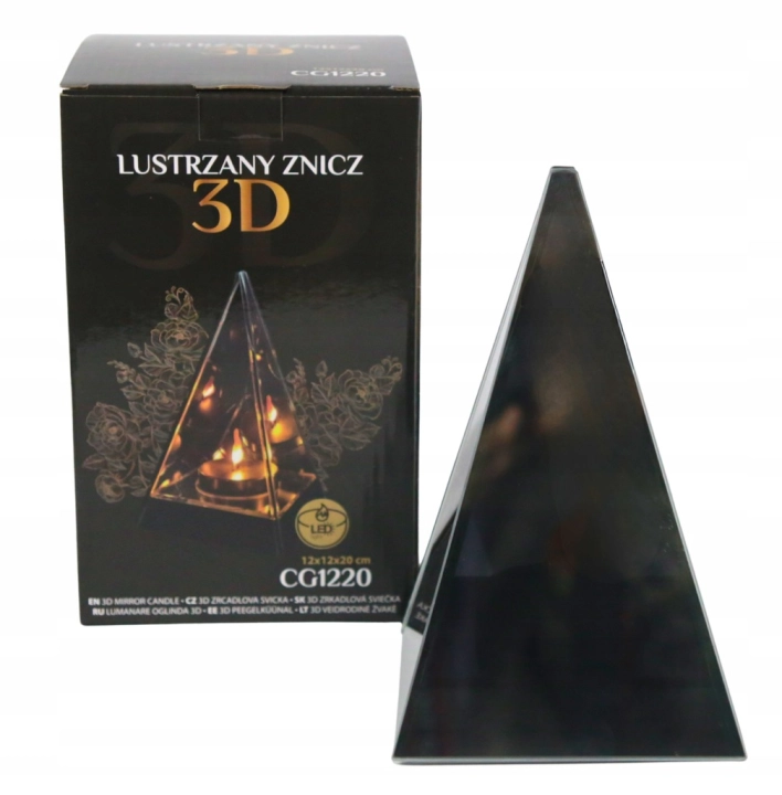 Lustrzany Znicz Efekt 3D Nieskończoności Stożek Szklany LED Piramida Premiu