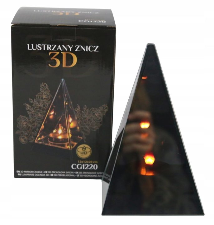 Lustrzany Znicz Efekt 3D Nieskończoności Stożek Szklany LED Piramida Premiu
