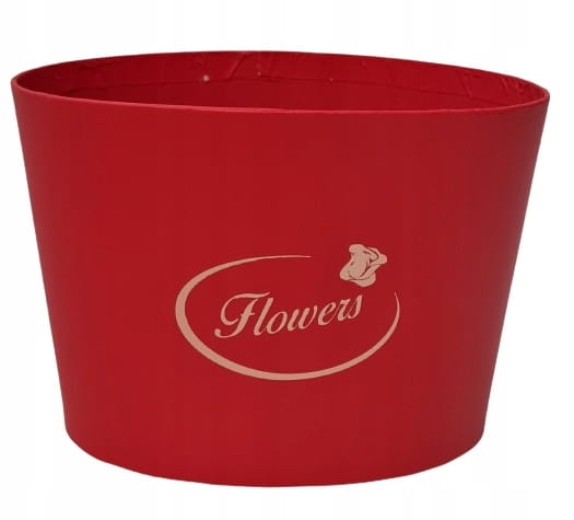 Flower box pudełko na kwiaty doniczka owalna czerwona "Flowers"