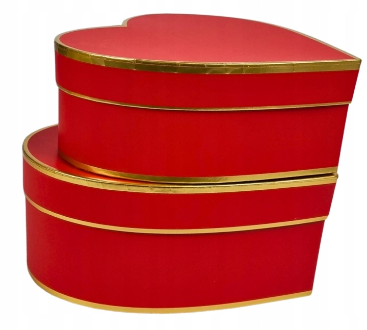 Flower Box Serce 2w1 Czerwone Ze Złotą Obwódką Zestaw Pudełek Prezentowych