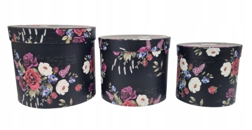 Flower box pudełko zestaw 3w1 kwiatowe wzory róże czarne Piękne