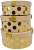 Flower Box zestaw 3 pudełek okrągłe craft/miodowo-złoty, złote zdobienia