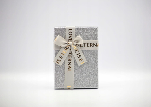 Zestaw 3 Pudełek Prezentowych Srebrne Brokatowe Prezent Walentynki