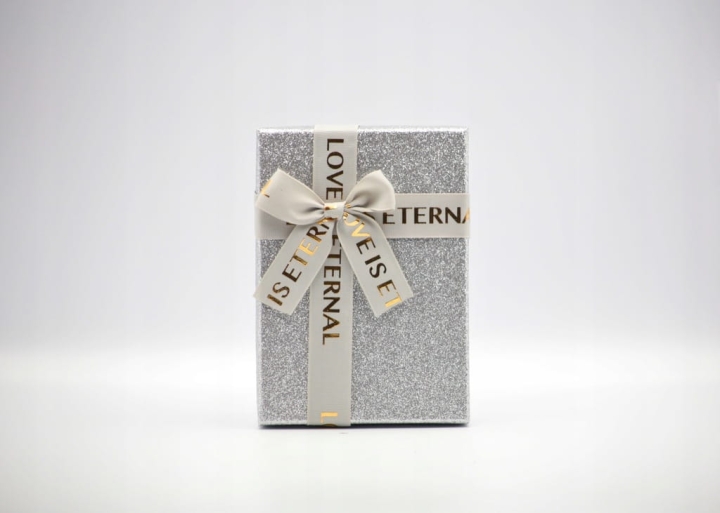 Zestaw 3 Pudełek Prezentowych Srebrne Brokatowe Prezent Walentynki