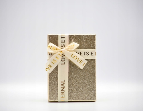 Zestaw 3 Pudełek Prezentowych Złote Brokatowe Idealne na Prezent Walentynki