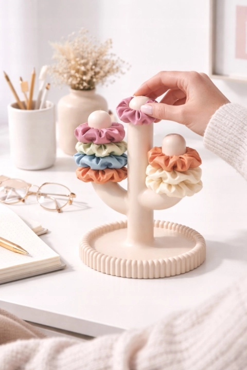 STOJAK NA GUMKI DO WŁOSÓW KAKTUS ORGANIZER NA SCRUNCHIE DUŻO KOLORÓW