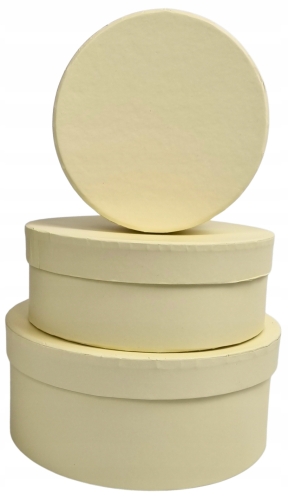 Zestaw 3 pudełek okrągłych Cream Kremowe pudełka prezentowe flower box