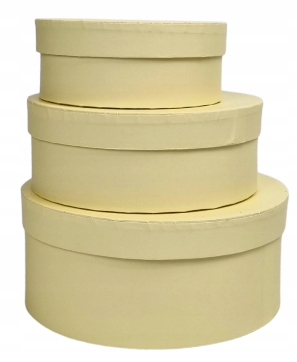 Zestaw 3 pudełek okrągłych Cream Kremowe pudełka prezentowe flower box